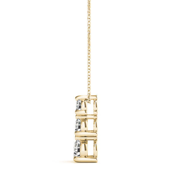 18K Yellow Gold 1 ct Diamond Three-Stone Pendant Necklace