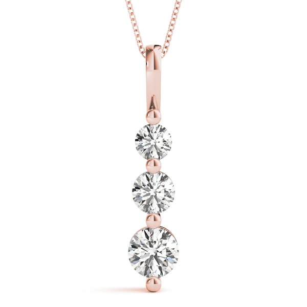 14K Rose Gold 1 ct tw Three Stone Diamond Pendant