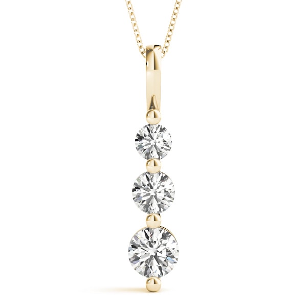 18K Yellow Gold 1 ct tw Three Stone Diamond Pendant