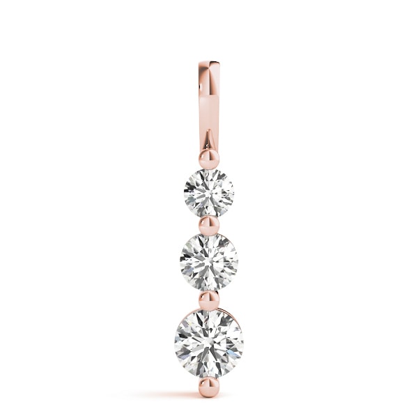 14K Rose Gold 1 ct tw Three Stone Diamond Pendant