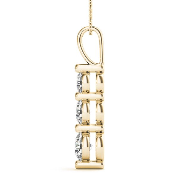 14K Yellow Gold 1 ct tw Three Stone Diamond Pendant