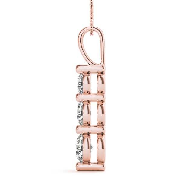 18K Rose Gold 1 ct tw Three Stone Diamond Pendant