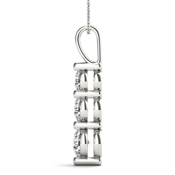 14K White Gold 1 CT Diamond Three Stone Pendant
