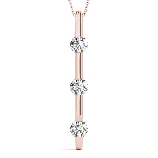 18K Rose Gold 1 ct tw Three Stone Diamond Pendant