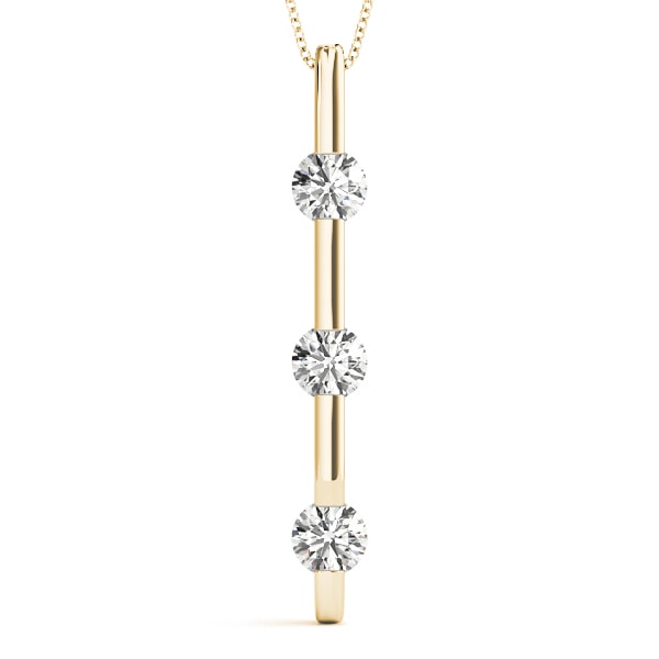 18K Yellow Gold 1 ct tw Three Stone Diamond Pendant