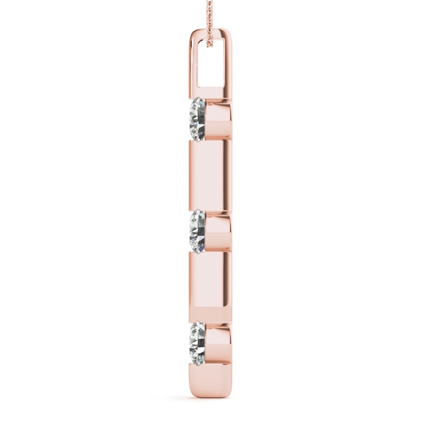 14K Rose Gold 1 ct tw Three Stone Diamond Pendant