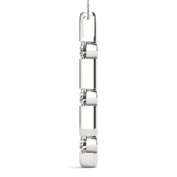 14K White Gold 3-Stone Diamond Pendant