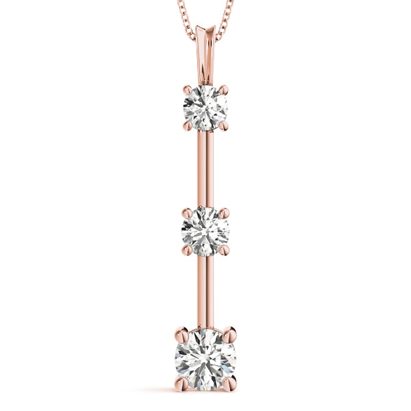18K Rose Gold 1 ct tw Three Stone Diamond Pendant