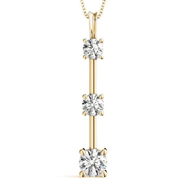 18K Yellow Gold 1 ct Diamond Three-Stone Pendant