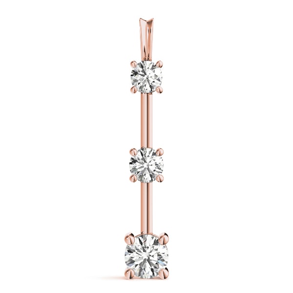 14K Rose Gold 1 ct tw Three Stone Diamond Pendant