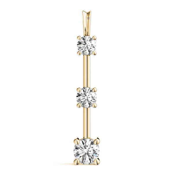 18K Yellow Gold 1 ct Diamond Three-Stone Pendant