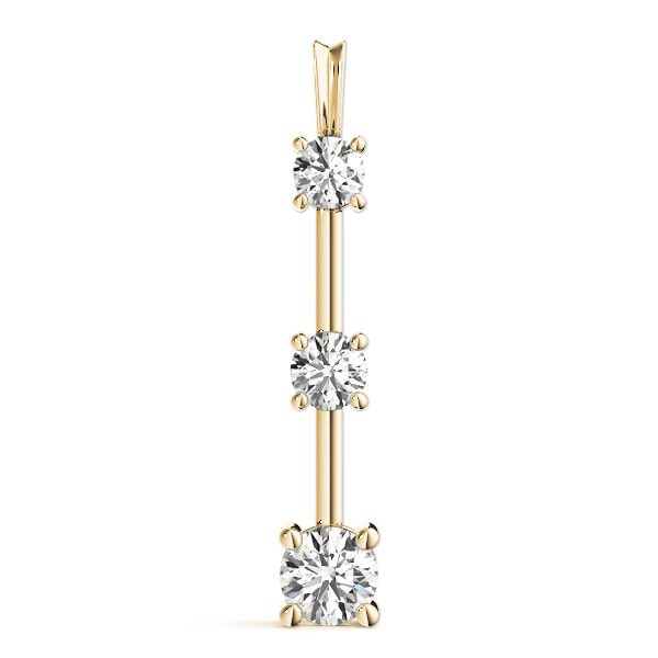 18K Yellow Gold 1 ct tw Three Stone Diamond Pendant
