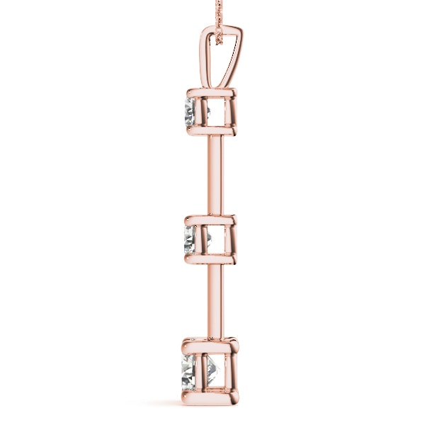 18K Rose Gold 1 ct tw Three Stone Diamond Pendant