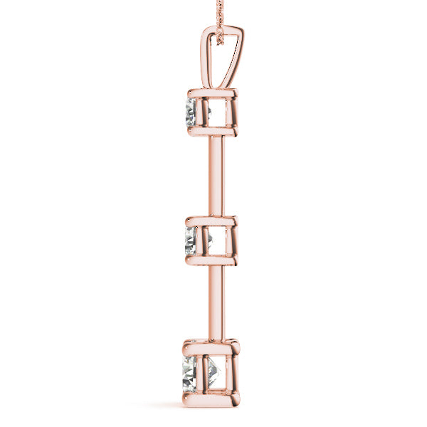18K Rose Gold 1 ct Round Diamond Three-Stone Pendant
