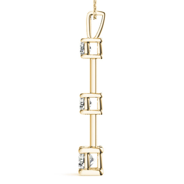 18K Yellow Gold 1 ct Diamond Three-Stone Pendant