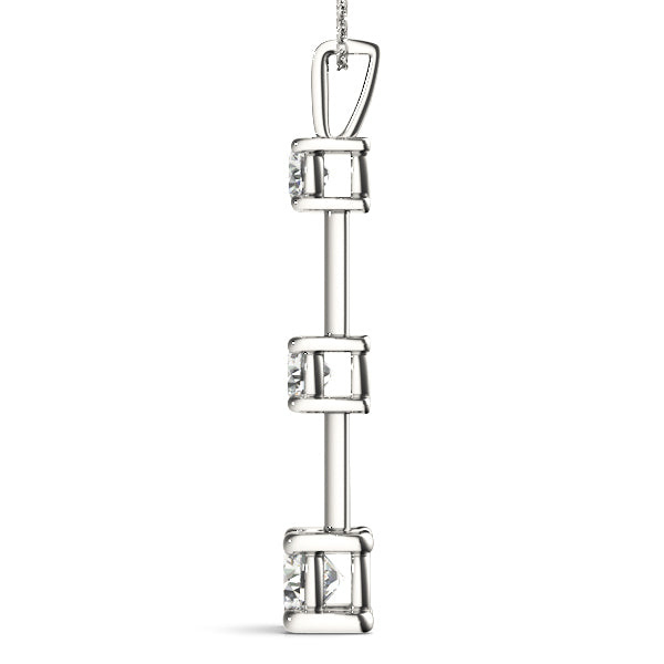 Platinum 1 ct Round Diamond Three Stone Pendant