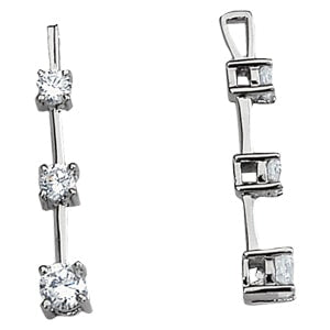 14K White Gold 1 ct tw Three Stone Diamond Pendant