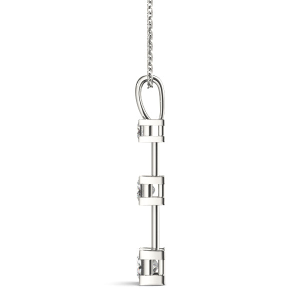 Platinum 1.33ctw Square Diamond Three Stone Pendant
