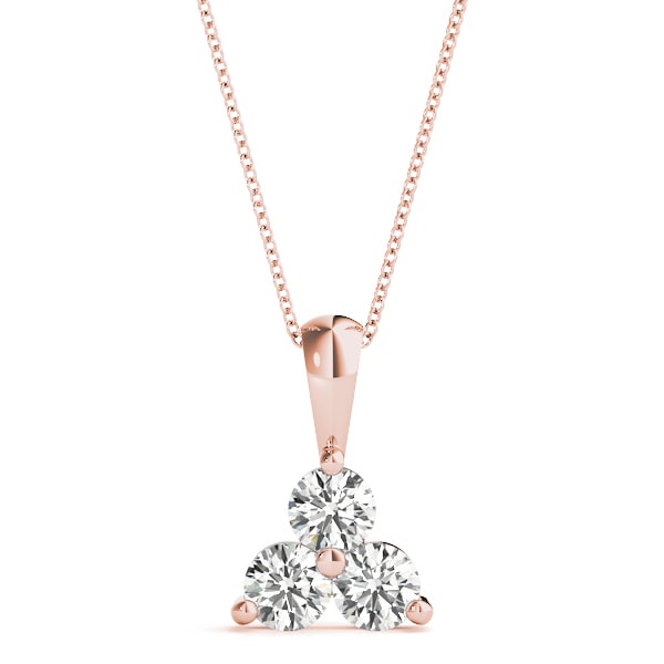 14K Rose Gold 1 ct tw Three Stone Diamond Pendant