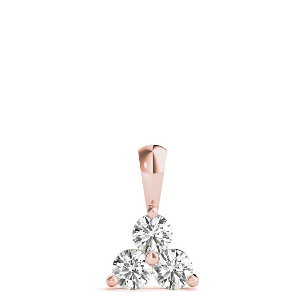 18K Rose Gold 1 ct tw Three Stone Diamond Pendant