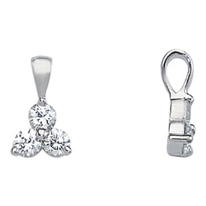 18K White Gold Diamond 3-Stone Pendant