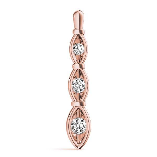 14K Rose Gold 1/2 ct tw Three Stone Diamond Pendant