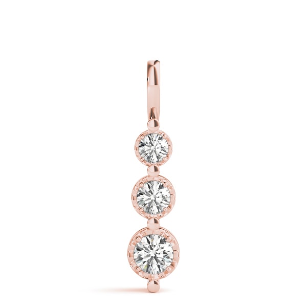 14K Rose Gold 1/2 ct tw Three Stone Diamond Pendant