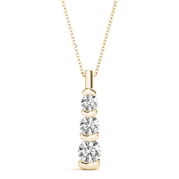 14K Yellow Gold 1 ct tw Three Stone Diamond Pendant