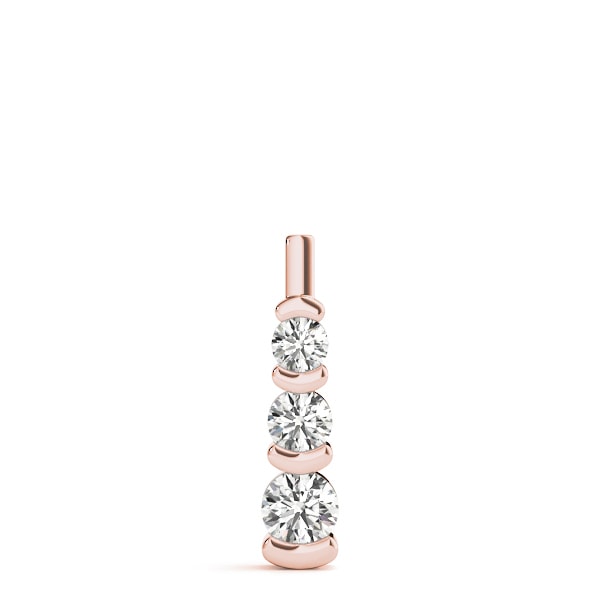 14K Rose Gold 1 ct tw Three Stone Diamond Pendant