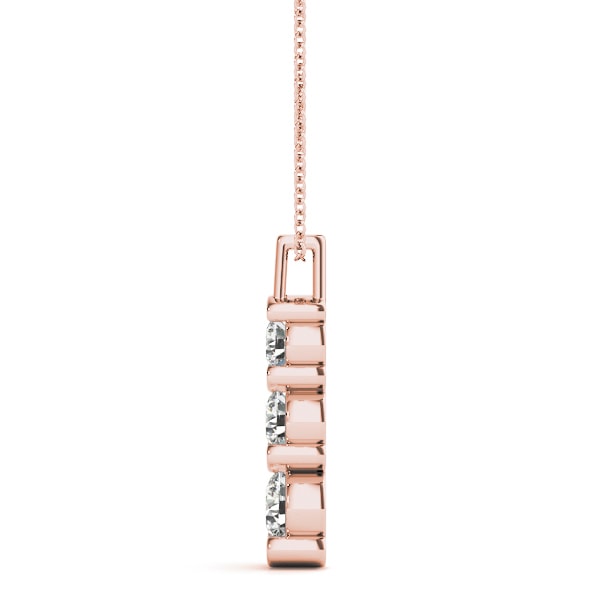 18K Rose Gold 1 ct tw Three Stone Diamond Pendant