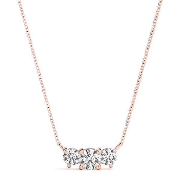 14K Rose Gold 7/8 ct tw Three Stone Diamond Pendant