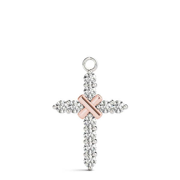 14K Rose Gold Diamond Cross Pendant