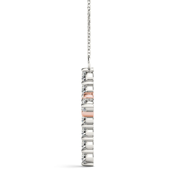 18K Rose Gold 1 ct Diamond Cross Pendant