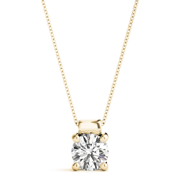 18K Yellow Gold 1ct Round Diamond Pendant