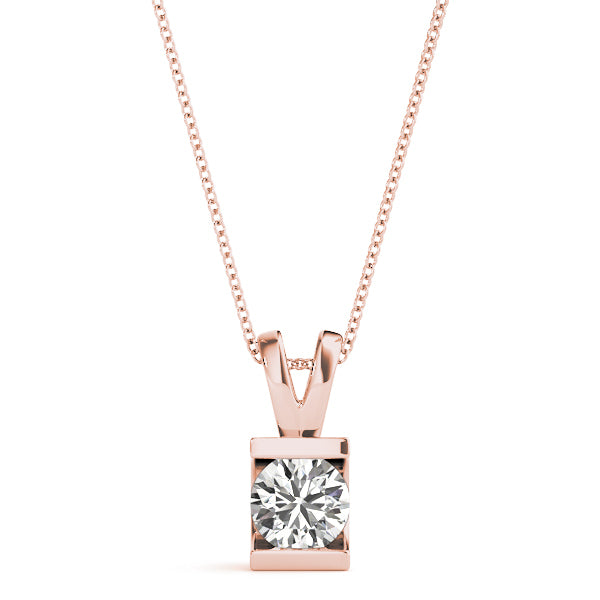 18K Rose Gold 1ct Diamond Pendant Necklace