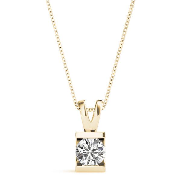 18K Yellow Gold 1ct Round Diamond Pendant