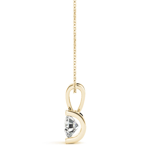 18K Yellow Gold 1ct Round Diamond Pendant