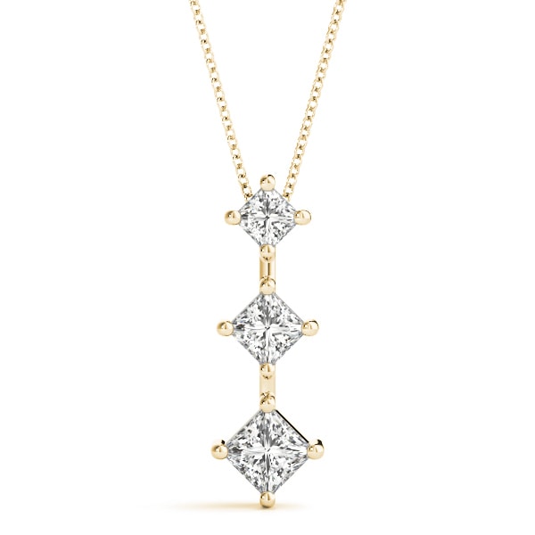 14K Yellow Gold 1 ct tw Three Stone Diamond Pendant