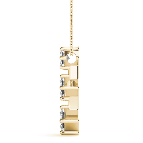 18K Yellow Gold Square Diamond Three-Stone Pendant