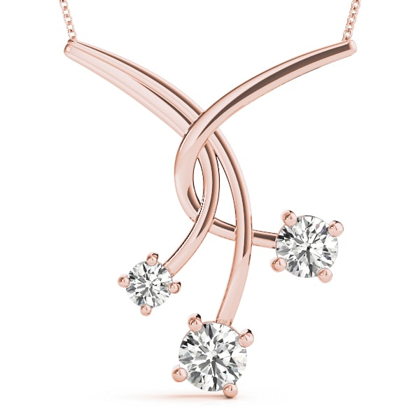 14K Rose Gold 1 ct tw Three Stone Diamond Pendant