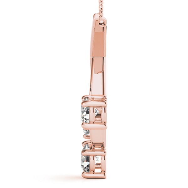 18K Rose Gold 1 ct tw Three Stone Diamond Pendant