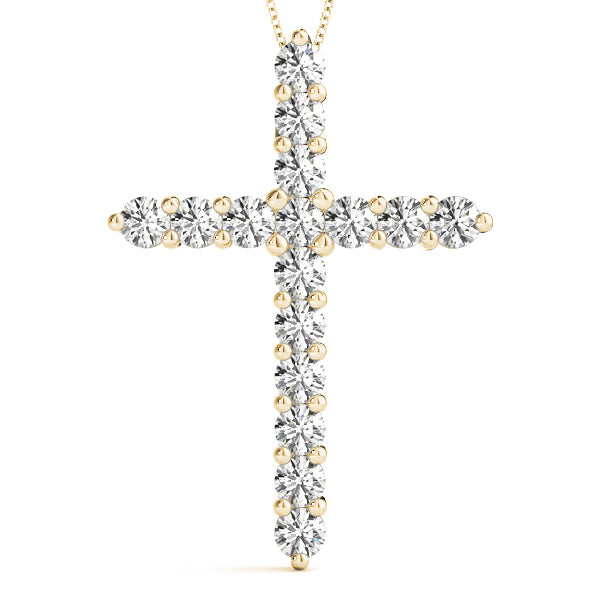 18K Yellow Gold Multi-Diamond Fashion Cross Pendant