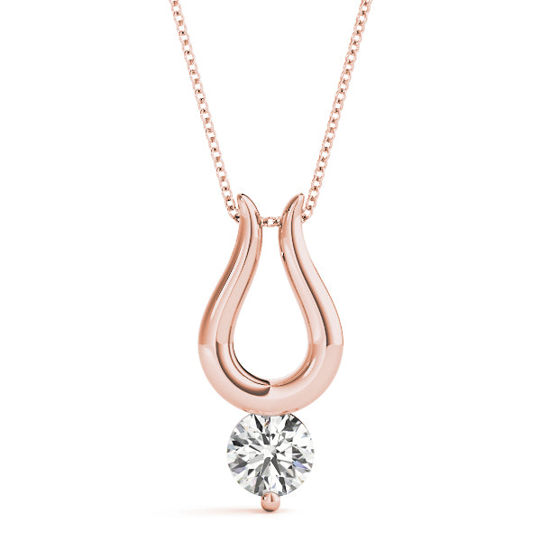 18K Rose Gold Round Diamond Solitaire Pendant 0.5CT
