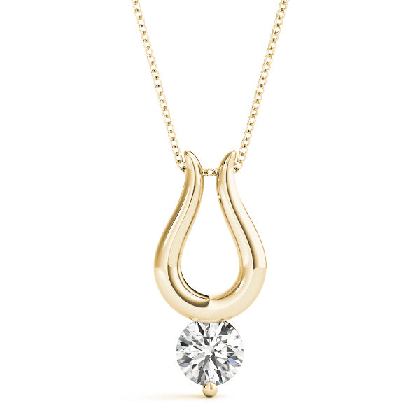 18K Yellow Gold Round Diamond Pendant