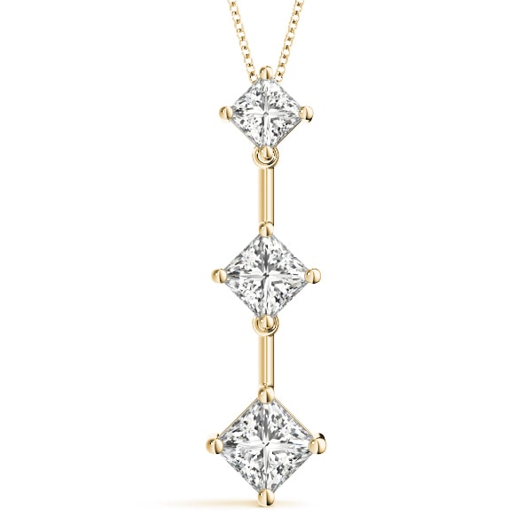 18K Yellow Gold 1 ct tw Three Stone Diamond Pendant