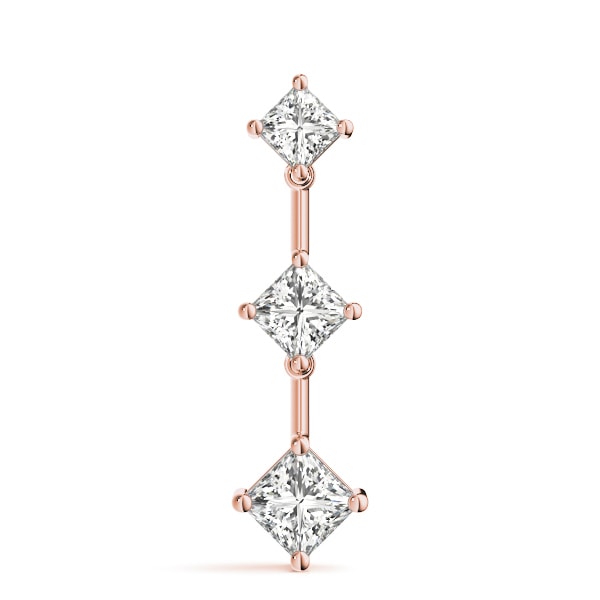 18K Rose Gold 1 ct tw Three Stone Diamond Pendant