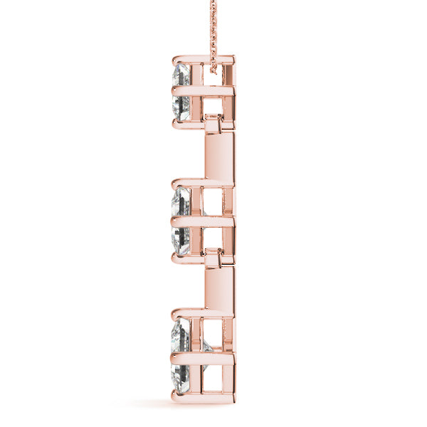 18K Rose Gold 1 ct Diamond Three-Stone Pendant