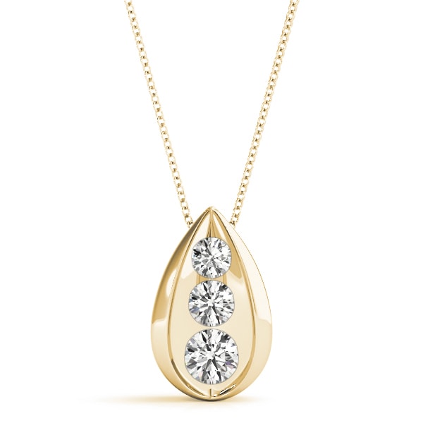18K Yellow Gold 1 ct tw Three Stone Diamond Pendant