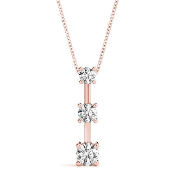 1 ct Rose Gold Round Diamond Three-Stone Pendant