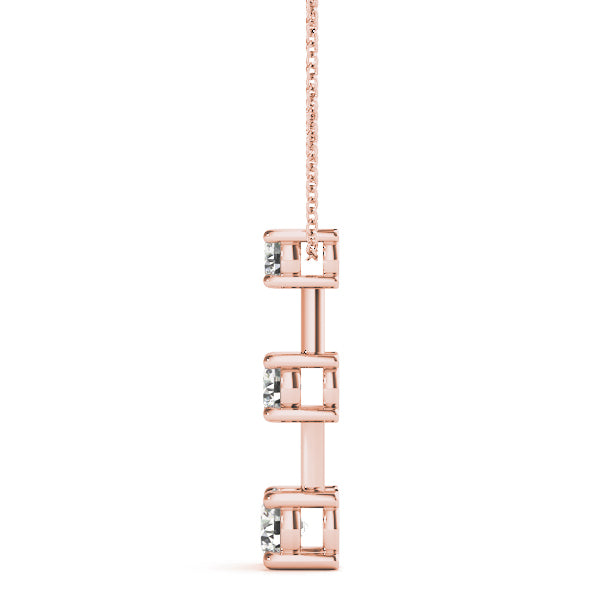 1 ct Rose Gold Round Diamond Three-Stone Pendant